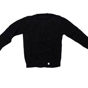 Retro Vintage 1940s-1960s Black Long Sleeve Crew Neck Knit Sweater Sz Medium